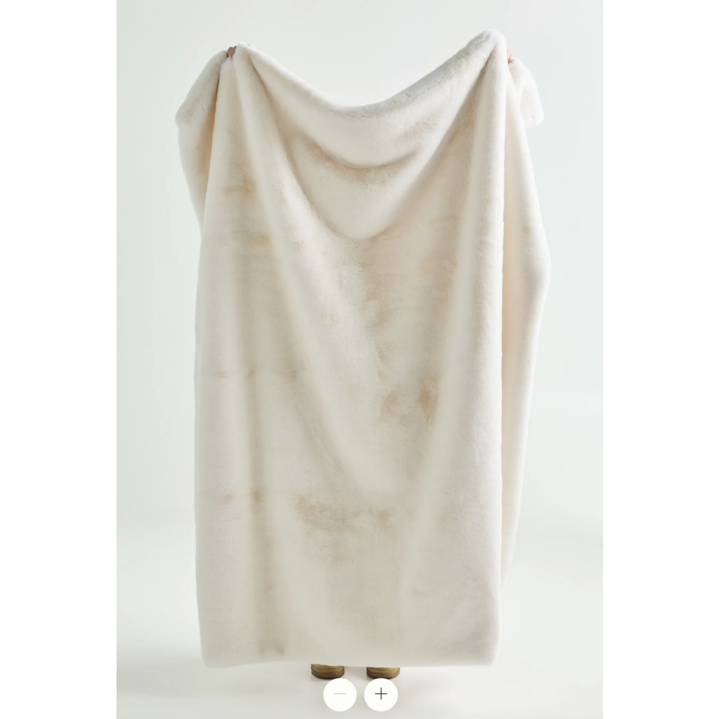 Sophie Faux Fur Throw Blanket Cream